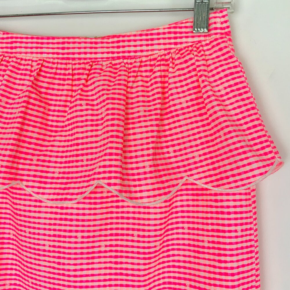 Lilly Pulitzer Thyme Scallop Peplum Gingham Skirt Fiesta Pretty Pink Size 2 - Picture 5 of 16
